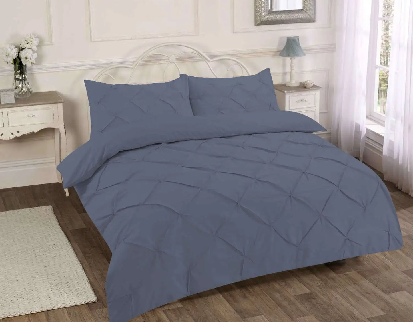 pintuck duvet cover set grey