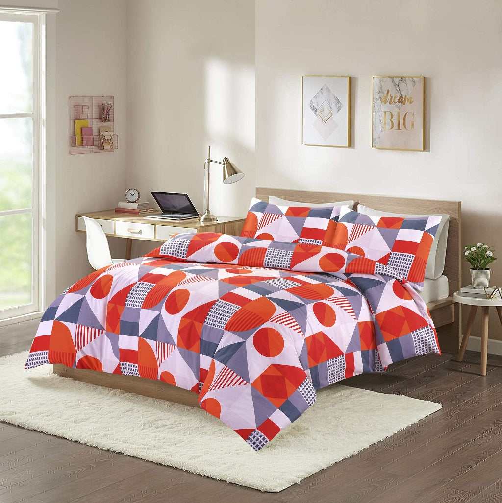 scott printed duvet set red