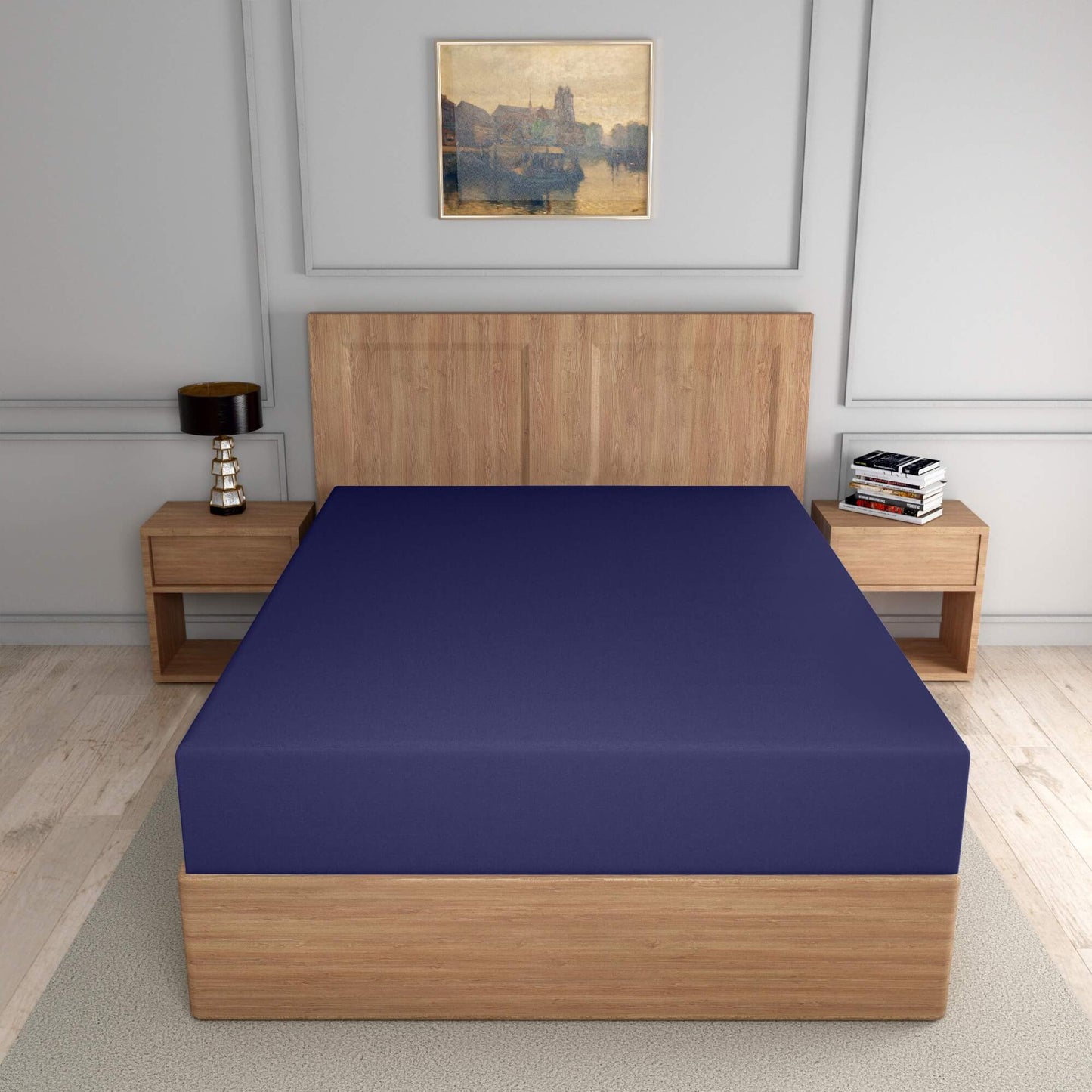 navy fitted sheets poly cotton