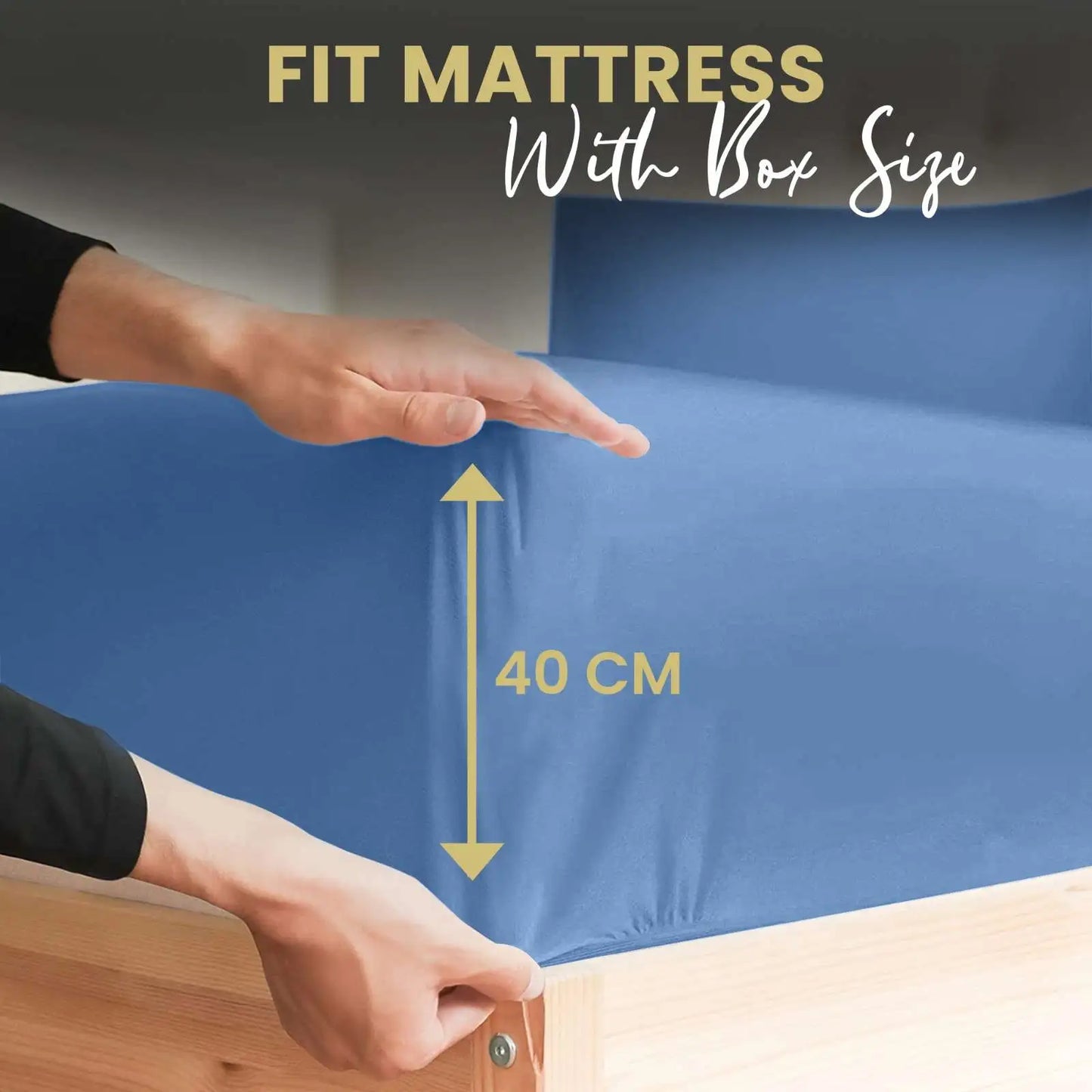 mid blue poly cotton deep pocket fitted sheets