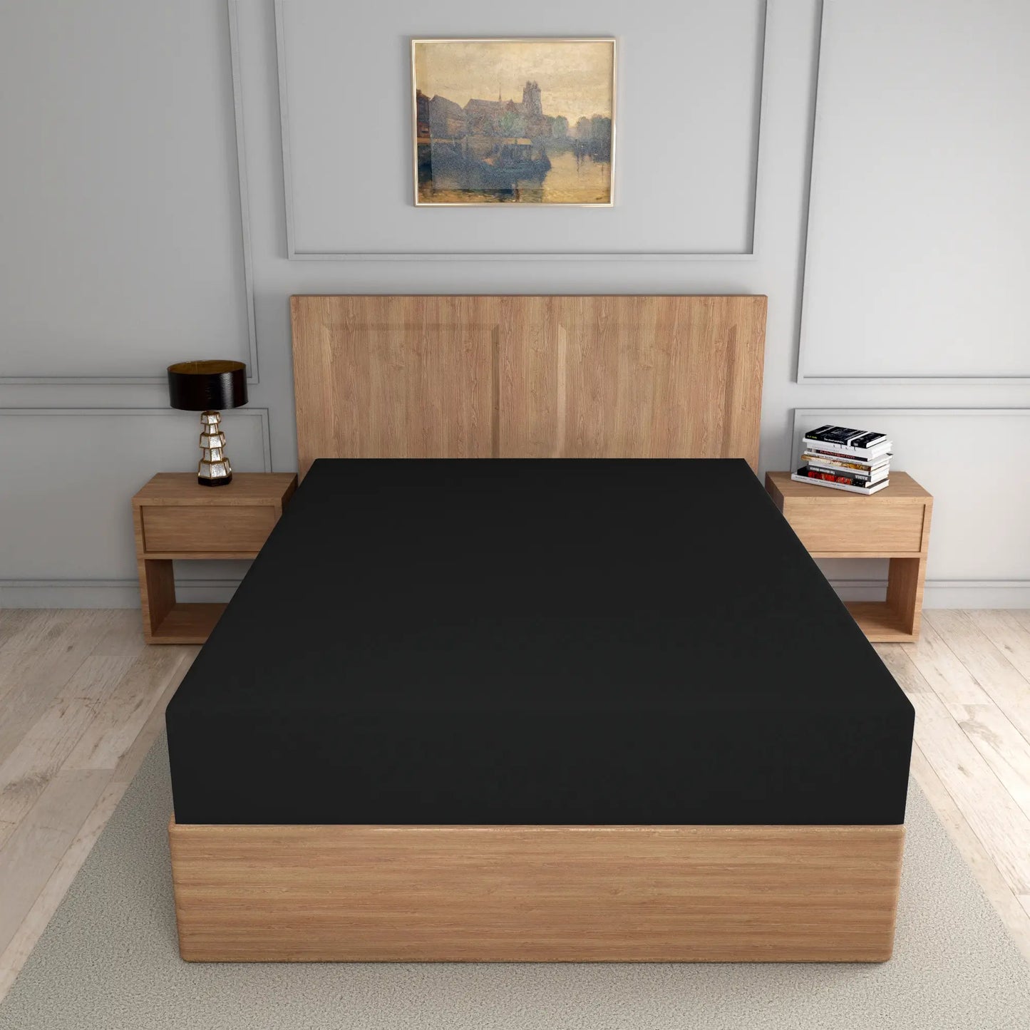 black fitted sheets poly cotton