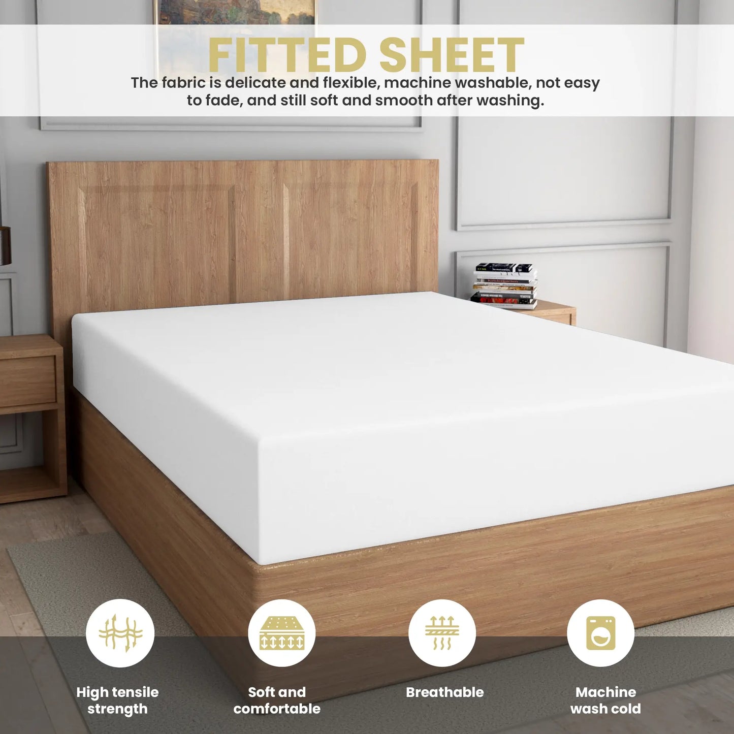 white fitted sheets poly cotton