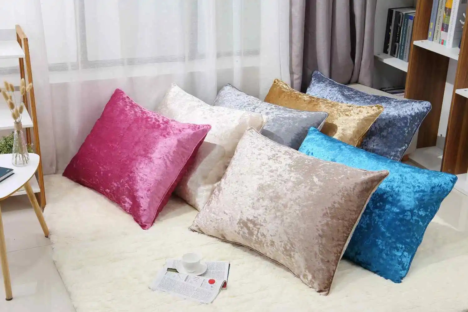 crushed velvet cushions cover