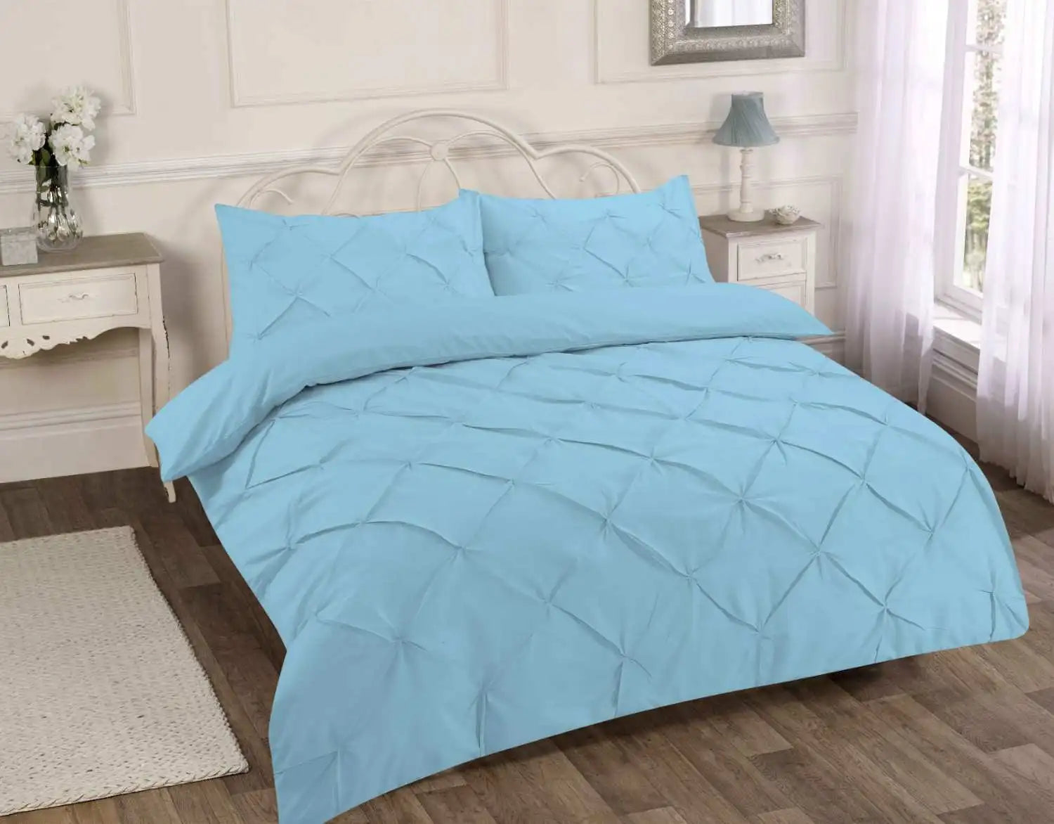 pintuck duvet cover set aqua