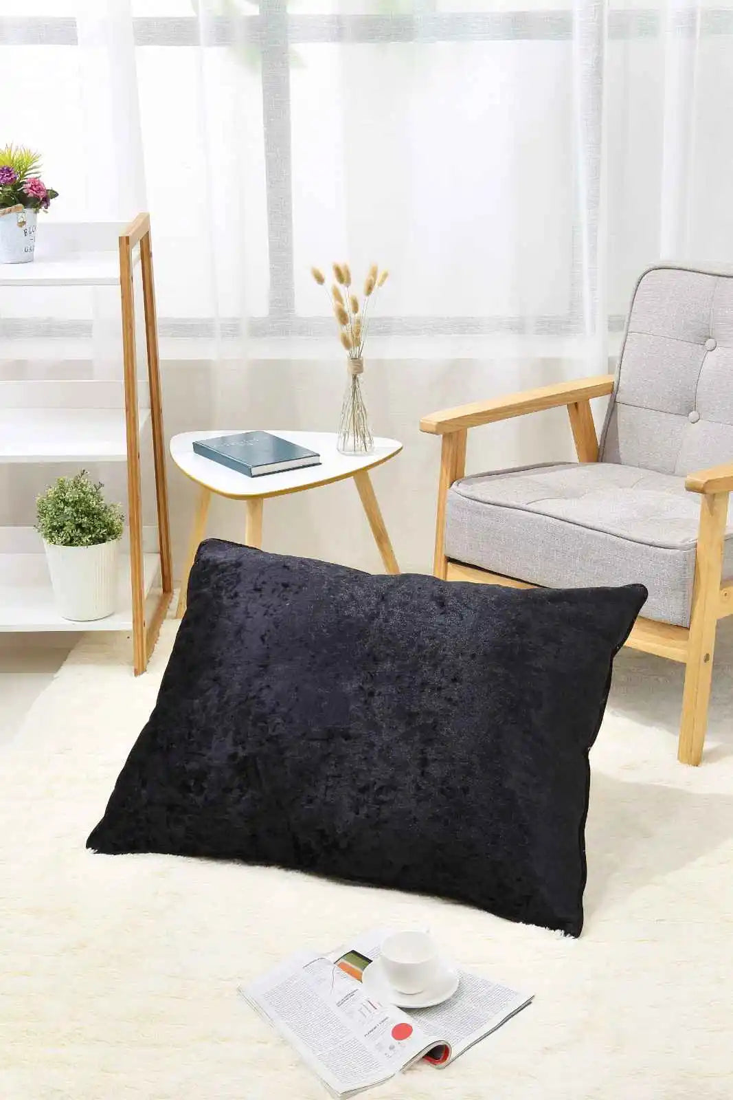 black crushed velvet cushions cover