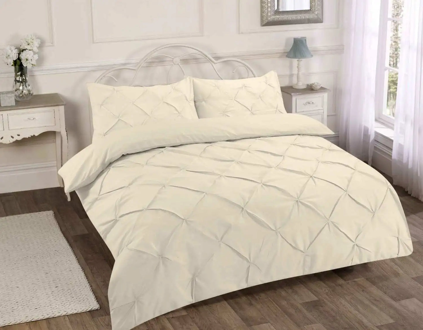 pintuck duvet cover set cream