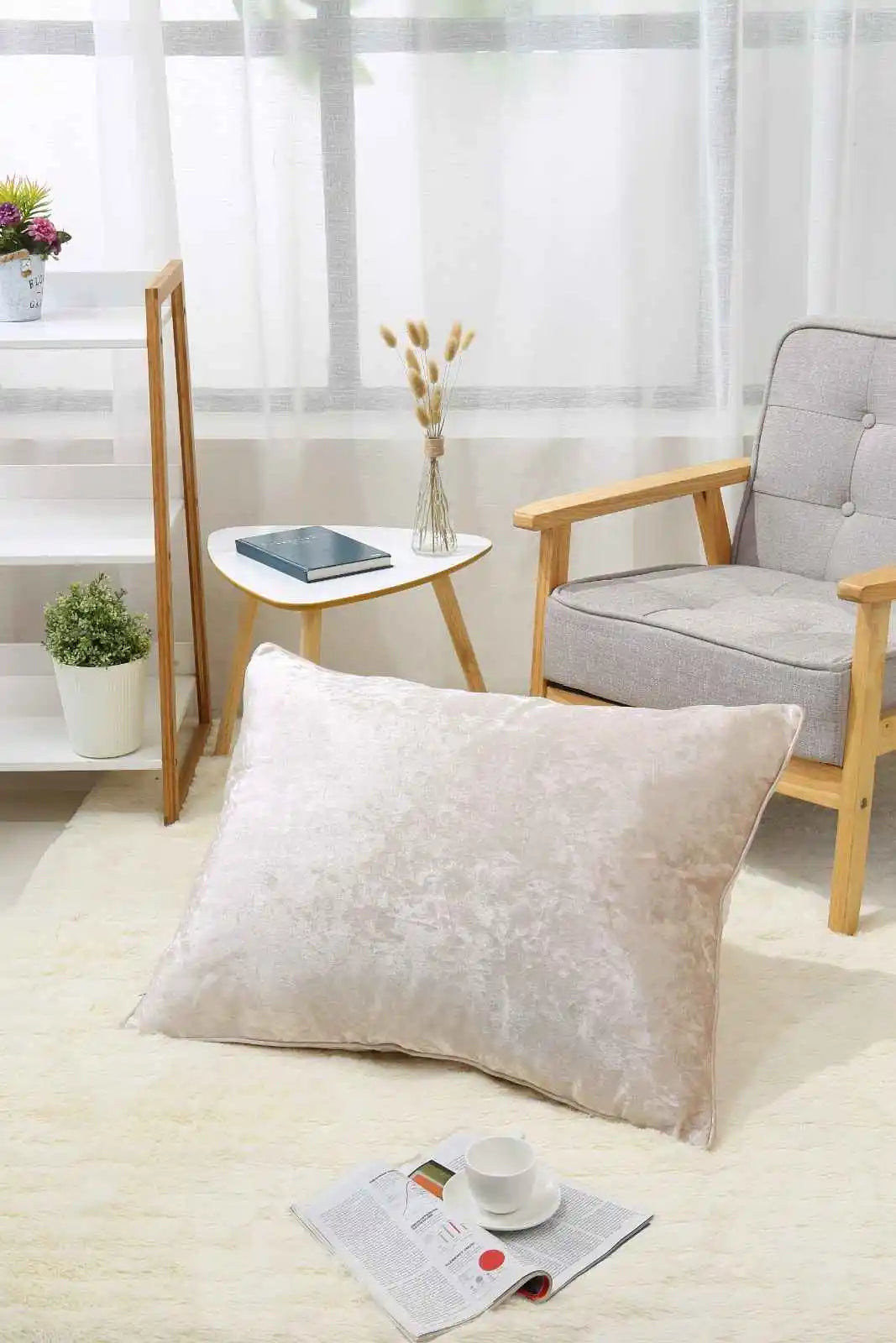 cream crushed velvet cushions cover