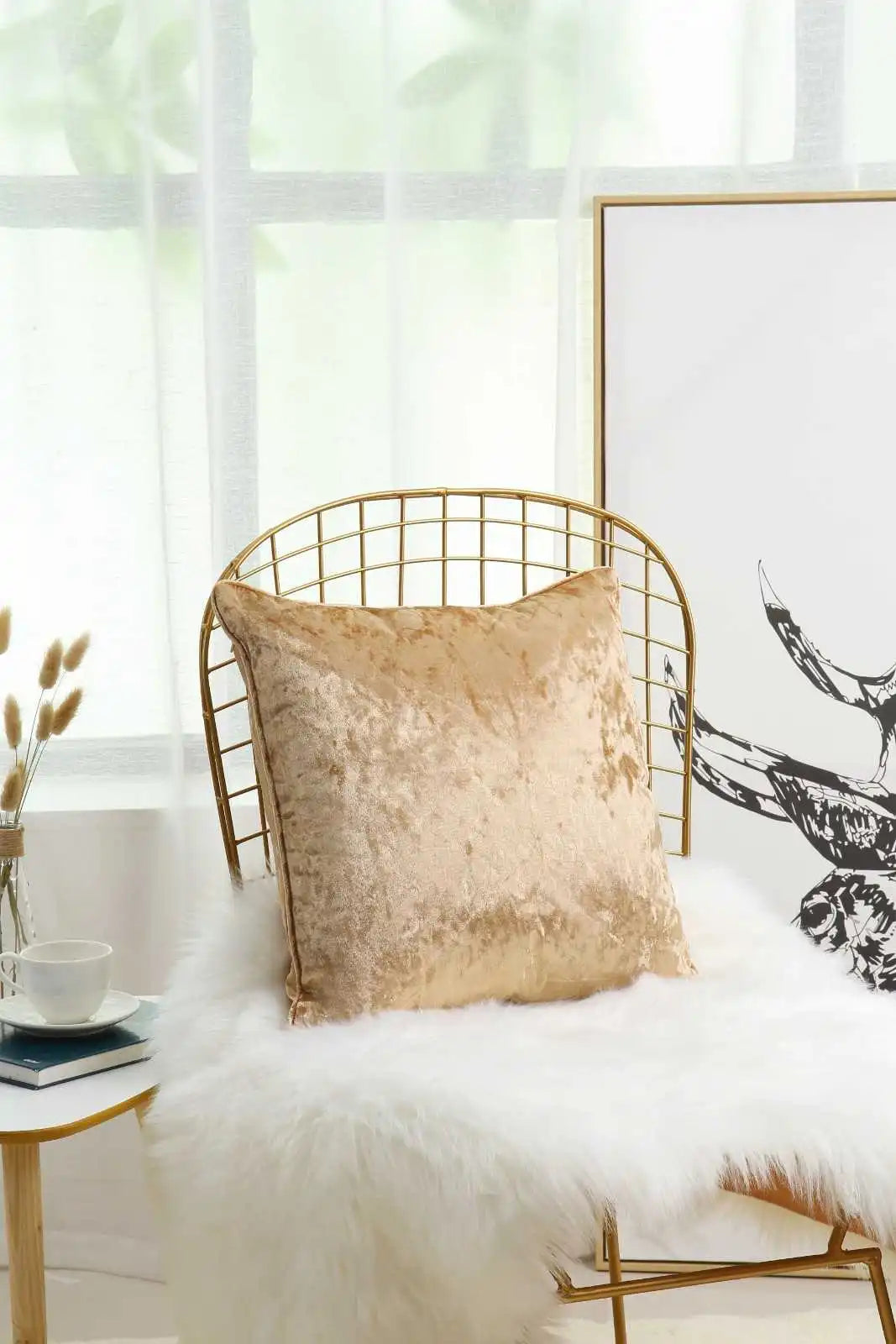 gold crushed velvet cushions covers