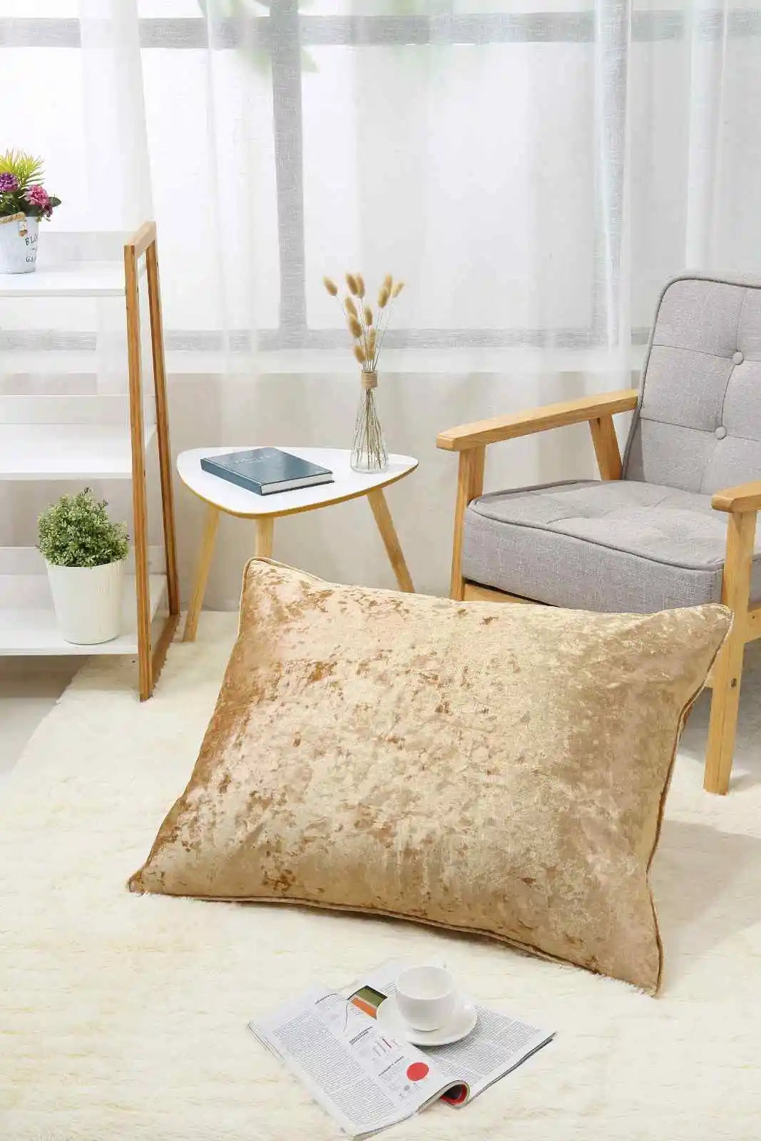 gold crushed velvet cushions cover
