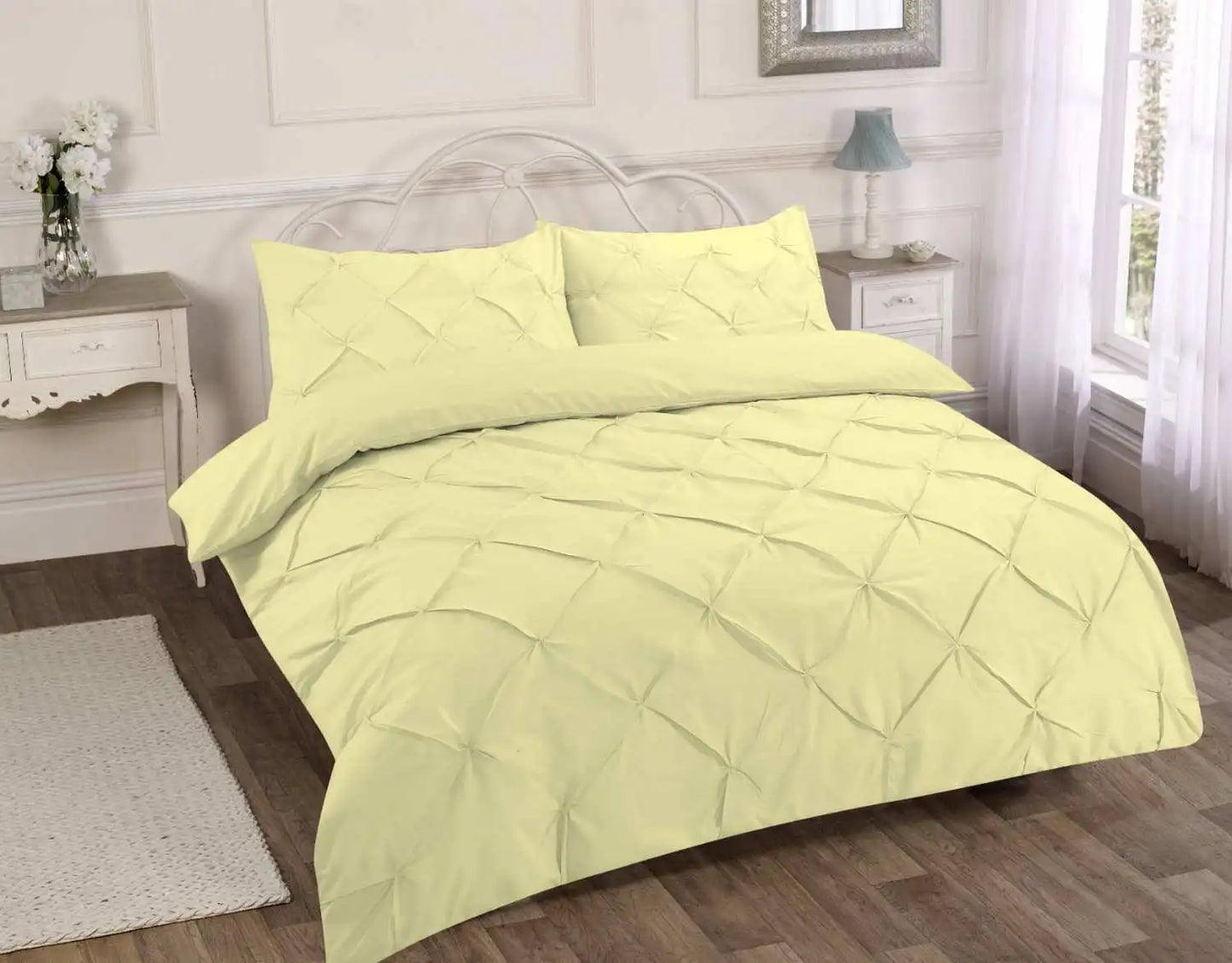 pintuck duvet cover set lemon