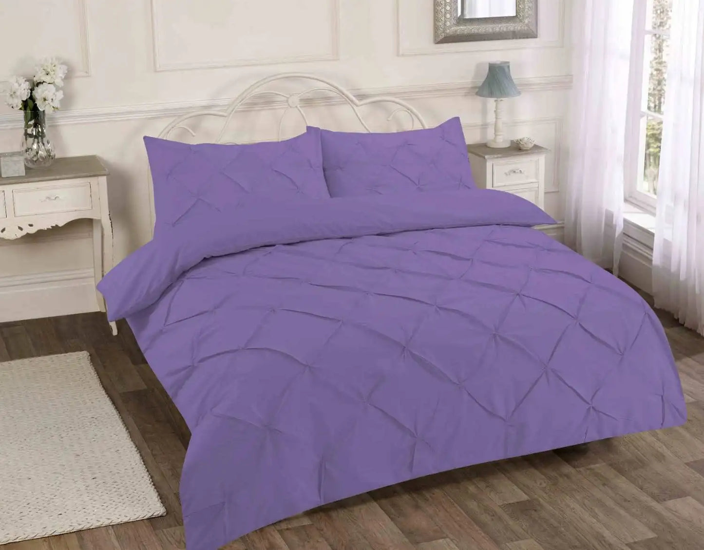 pintuck duvet cover set lilac