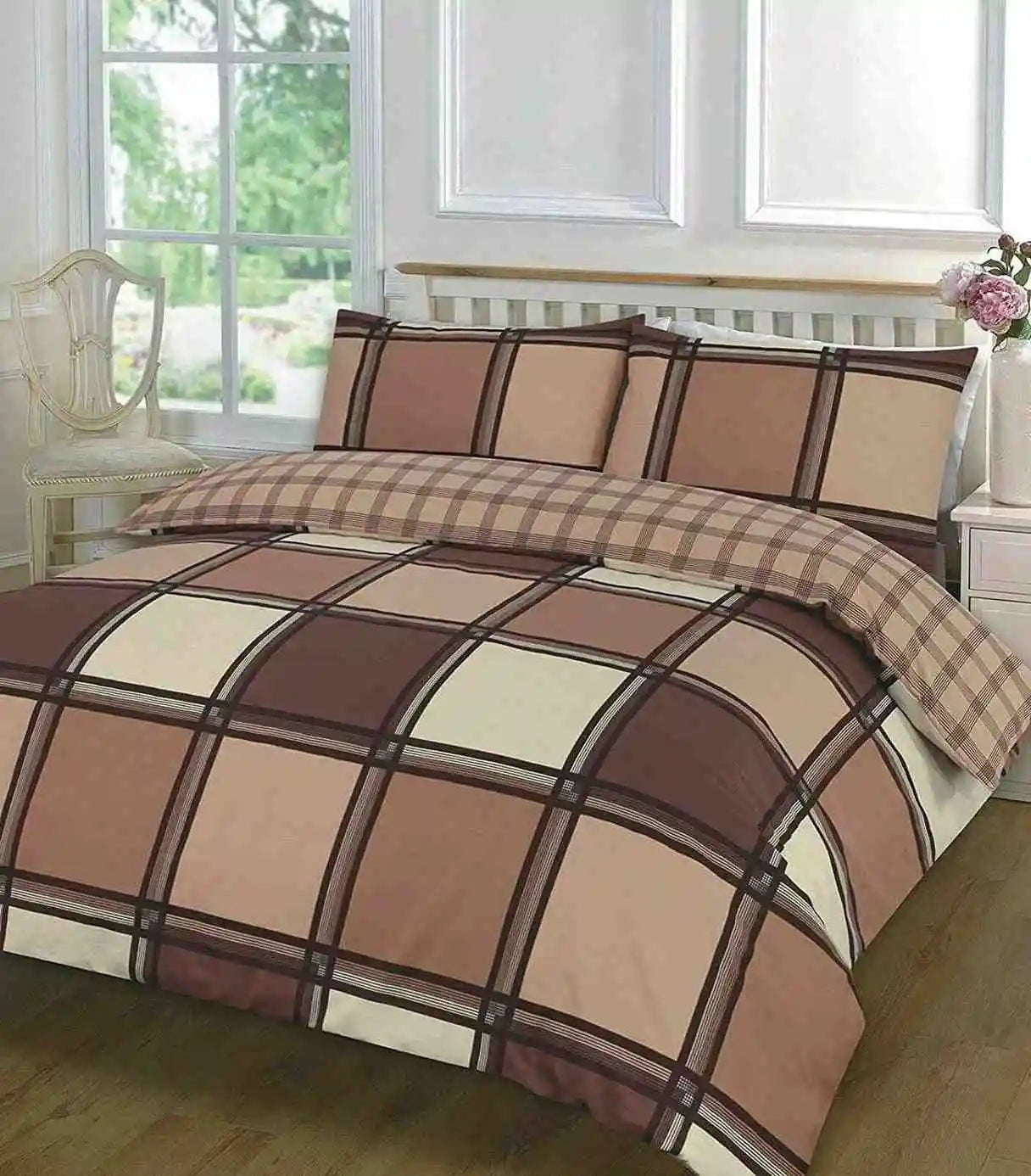Logan printed duvet cover set  chocolate