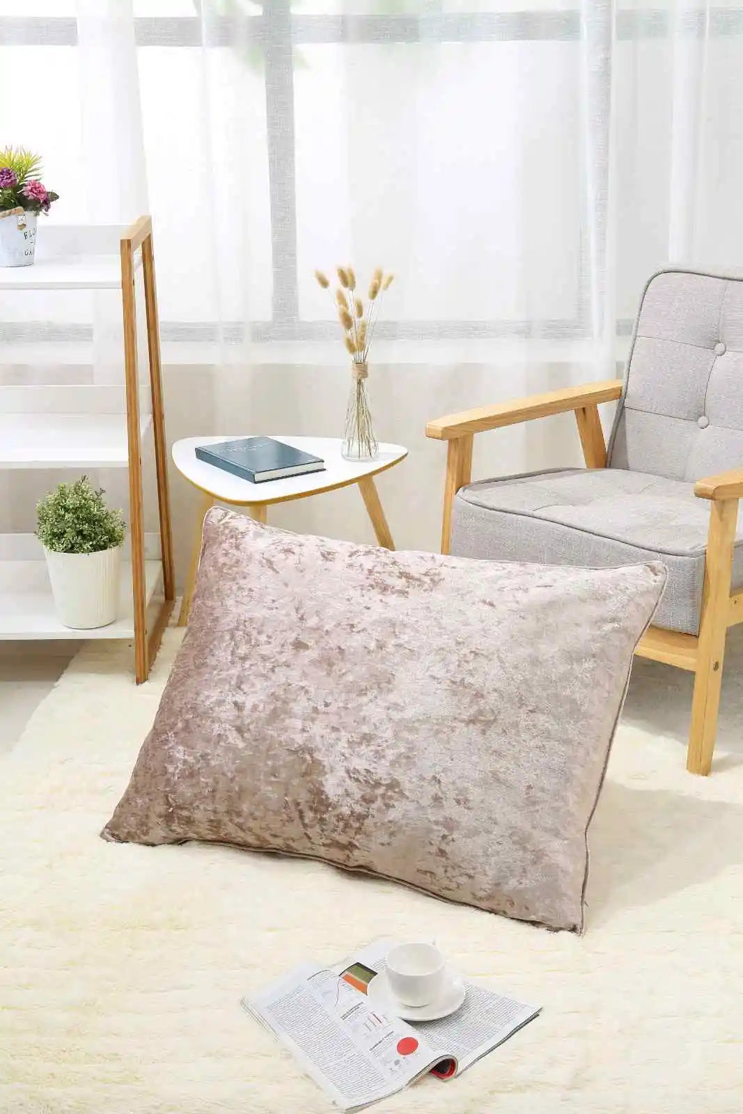 mink crushed velvet cushions cover