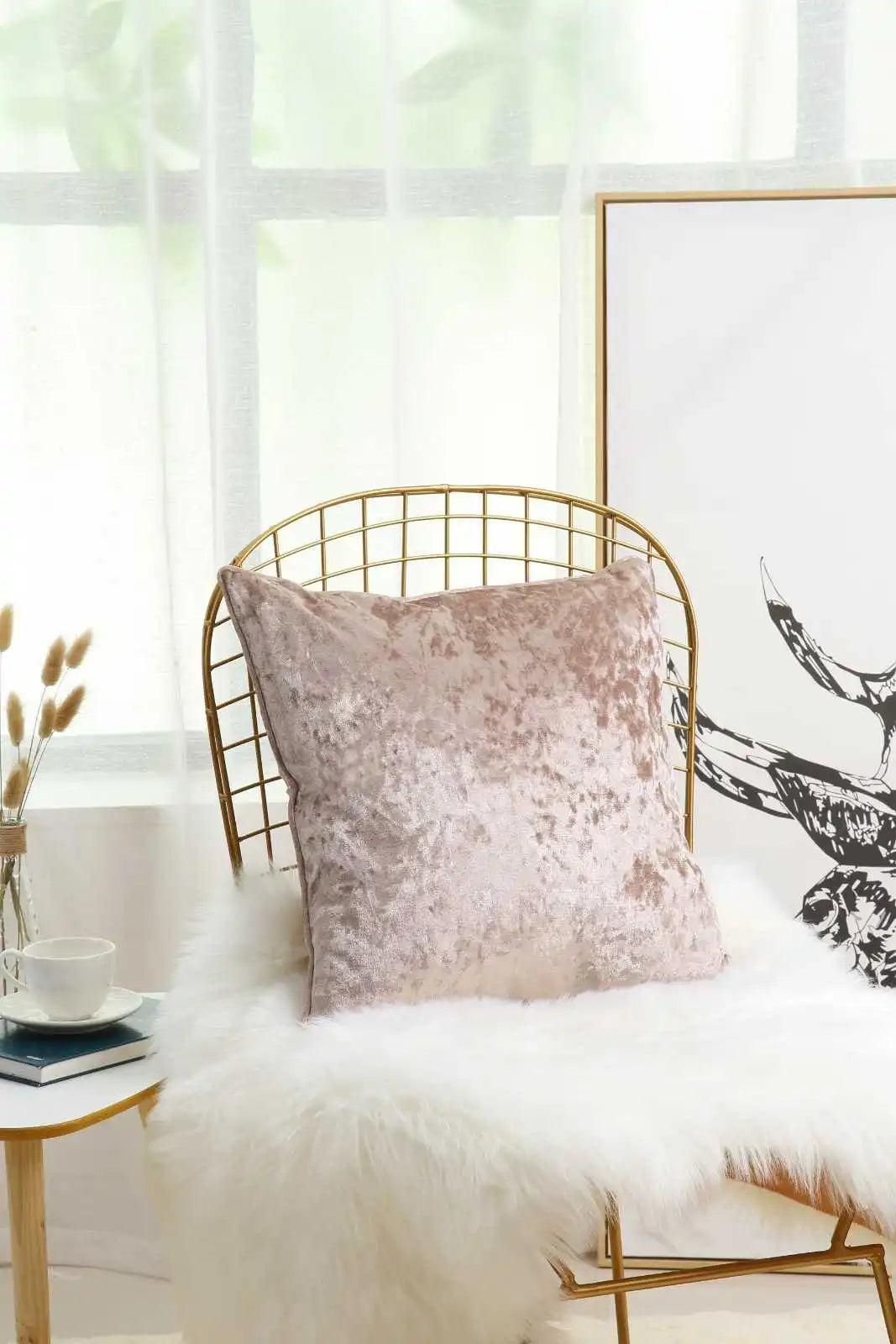 mink crushed velvet cushions cover