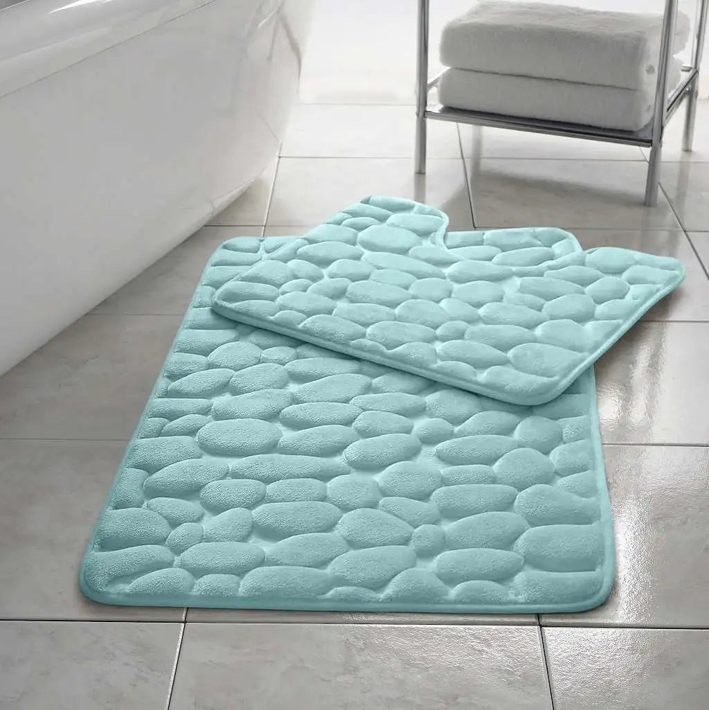 pebble bath mat aqua