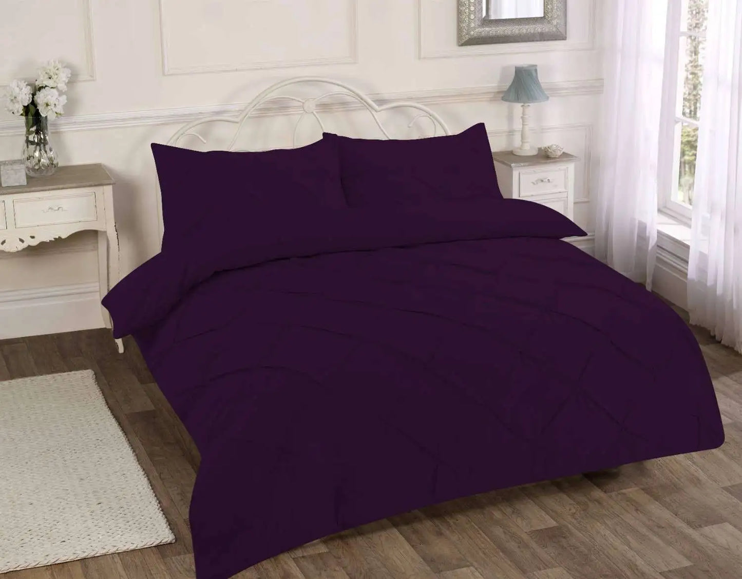 pintuck duvet cover set plum