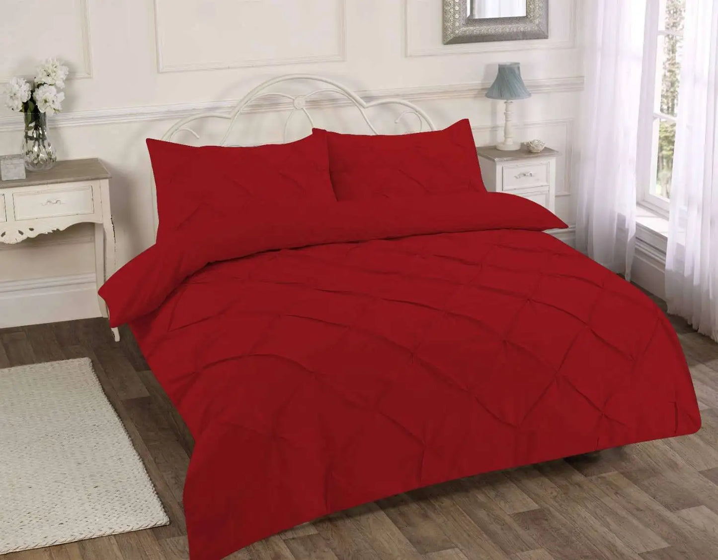 pintuck duvet cover set red