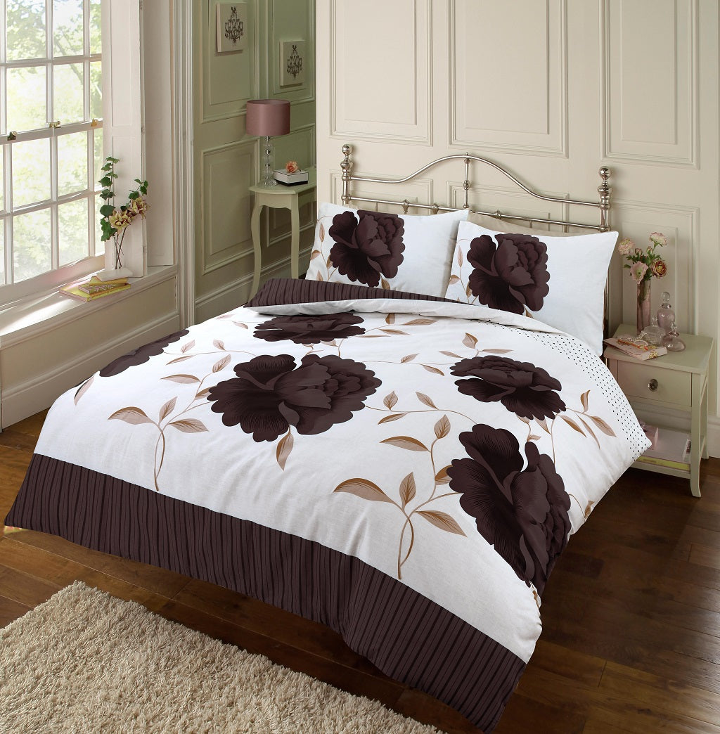 Rosaleen printed duvet set chocolate
