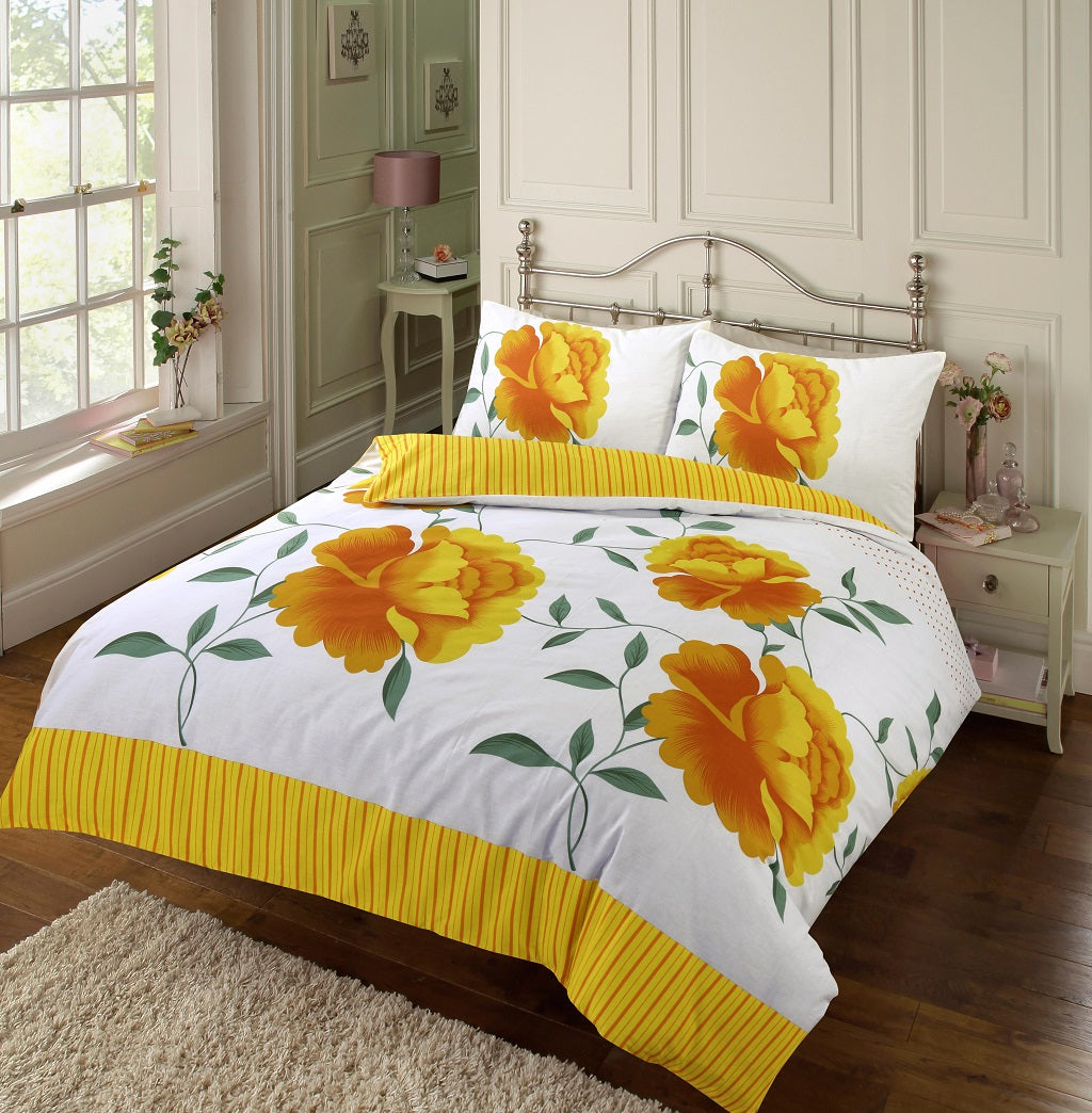 Rosaleen printed duvet set yellow