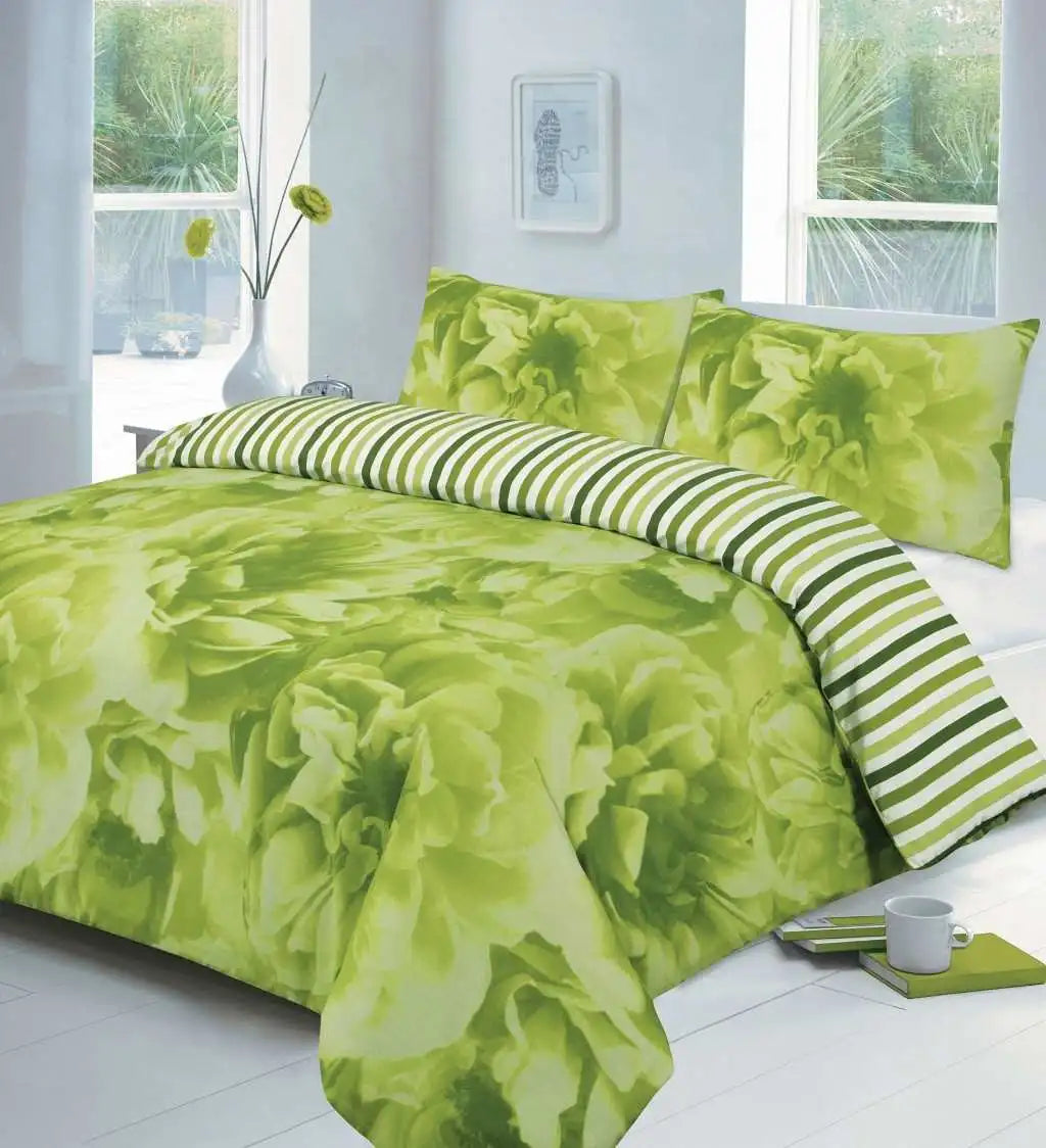 rose duvet cover set lime