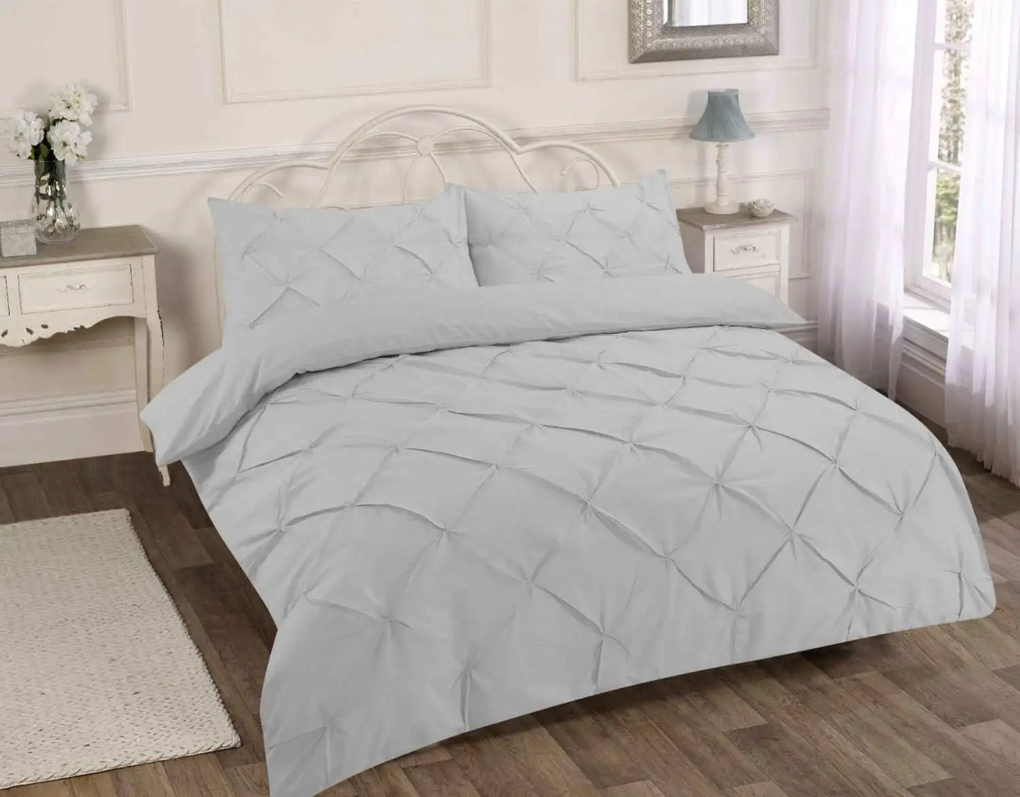 pintuck duvet cover set silver