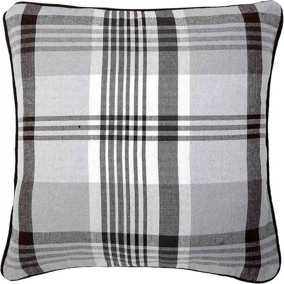 tartan check cushion brown