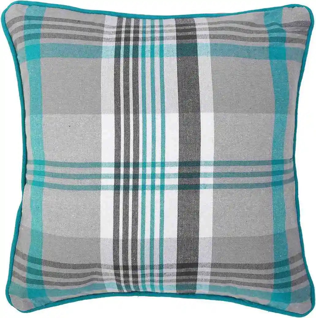 tartan check cushion teal
