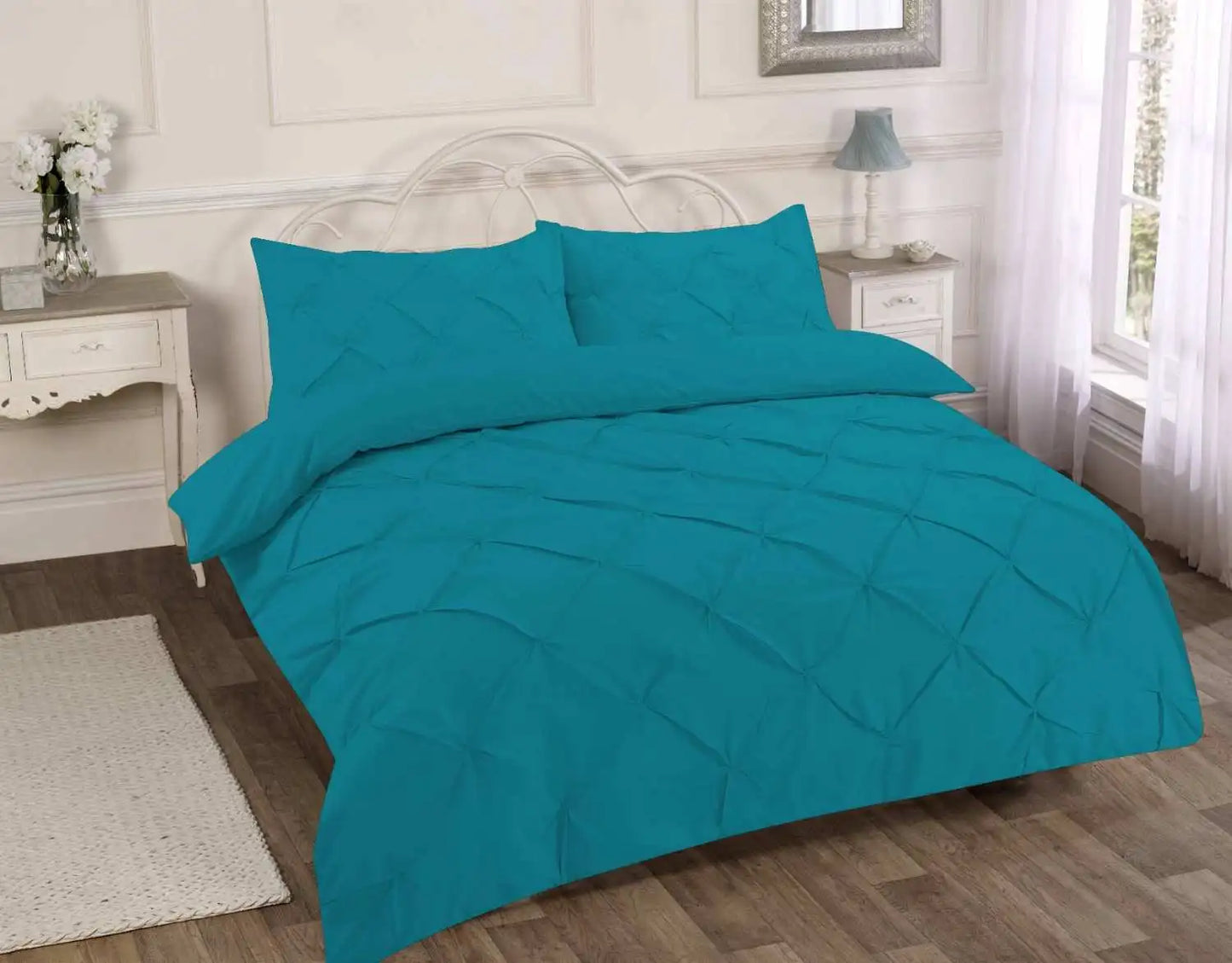 pintuck duvet cover set teal