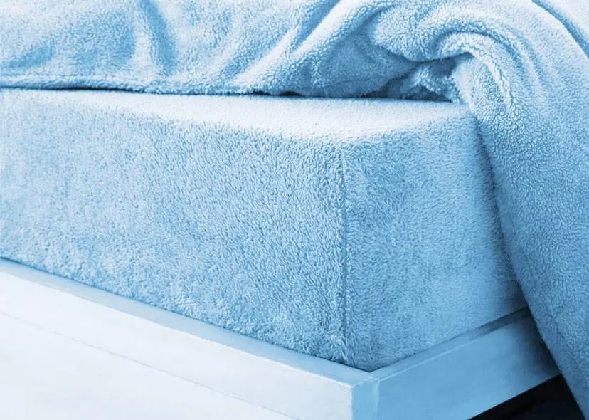 teddy fleece fitted sheet  blue