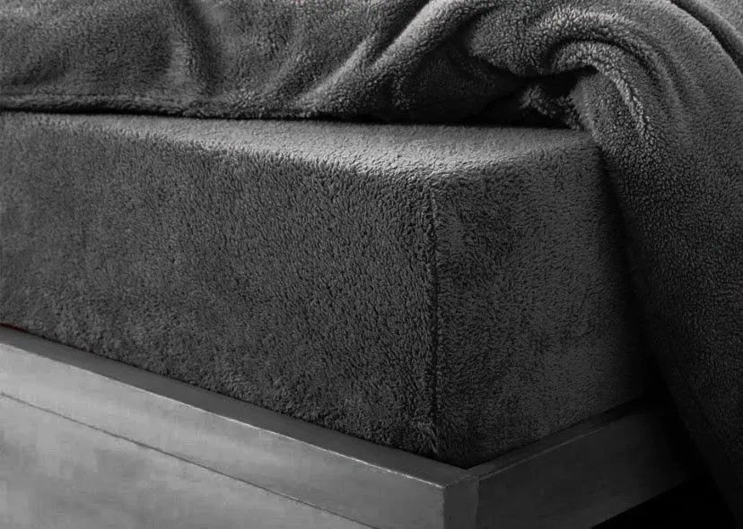 teddy fleece fitted sheet  charcoal