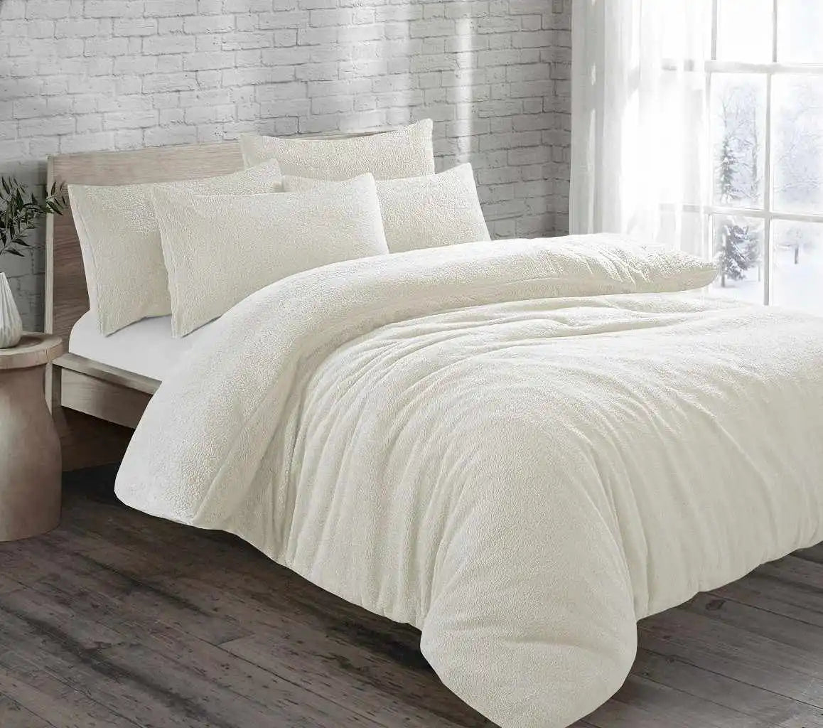 Teddy Fleece Duvet Cover Set Cream