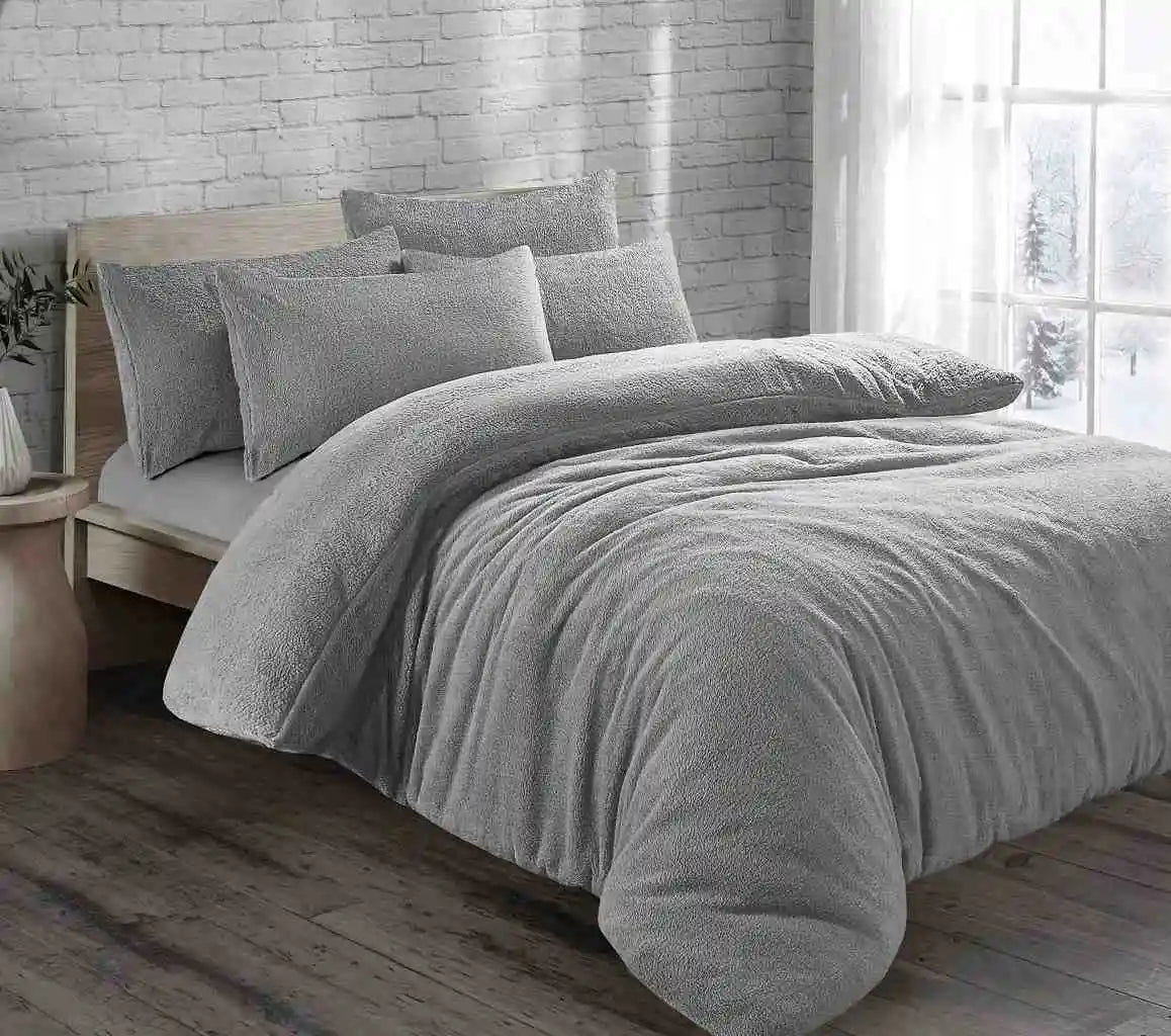 Teddy Fleece Duvet Cover Set Red