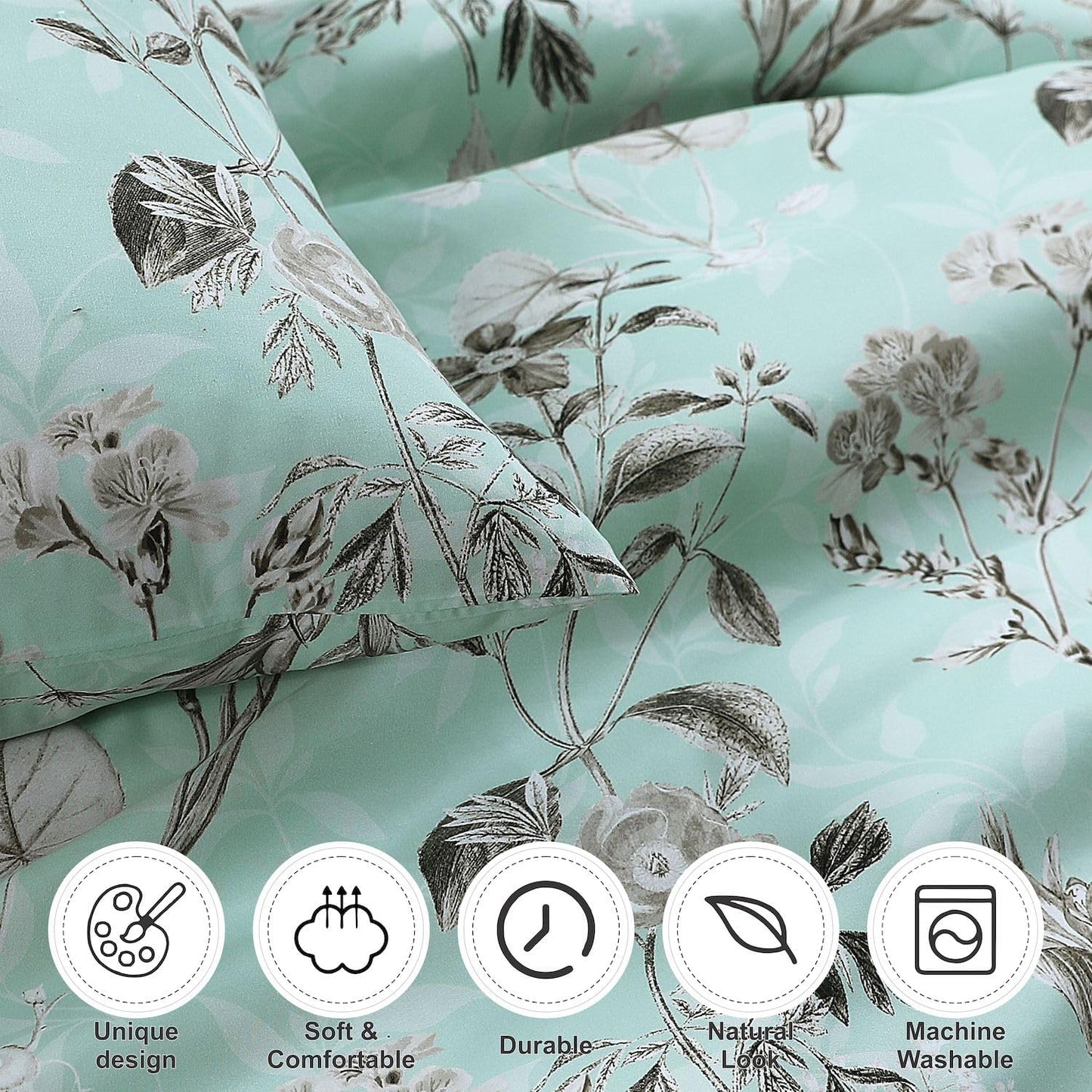 Vintage Floral Printed Duvet Cover Set | 100% Microfibre