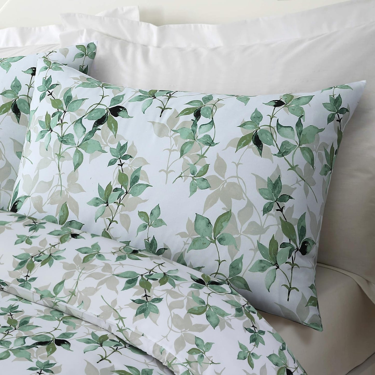 Water Leaves Printed Duvet Cover Set | 100% Microfibre