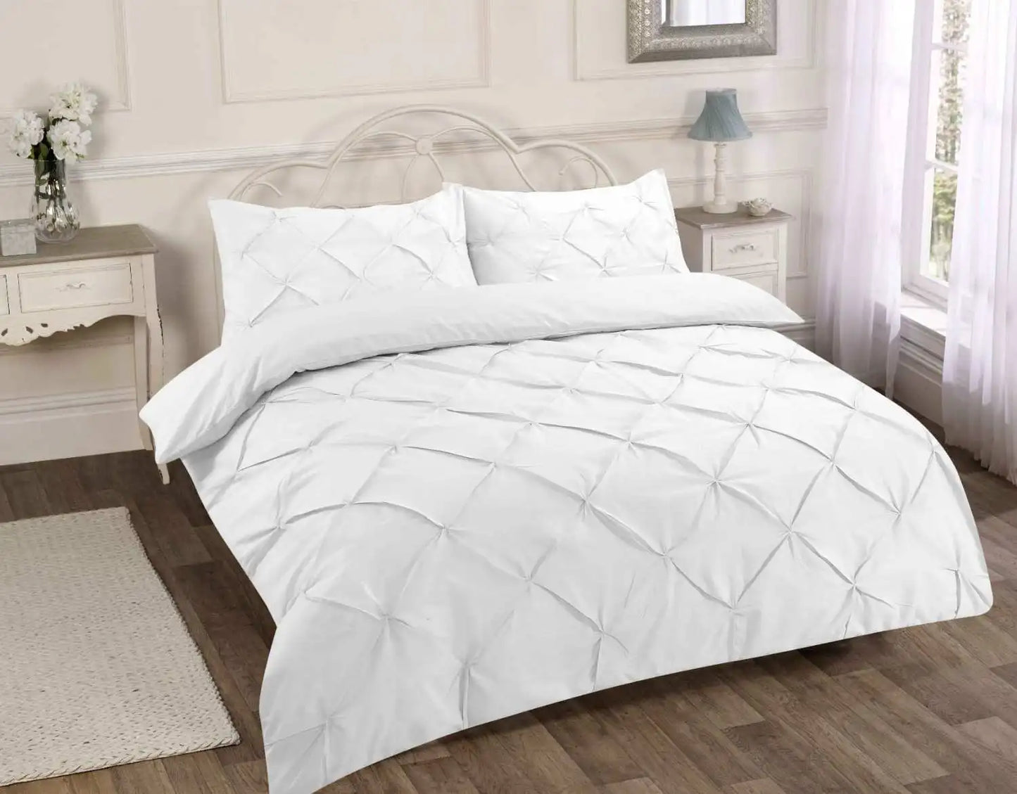 pintuck duvet cover set white