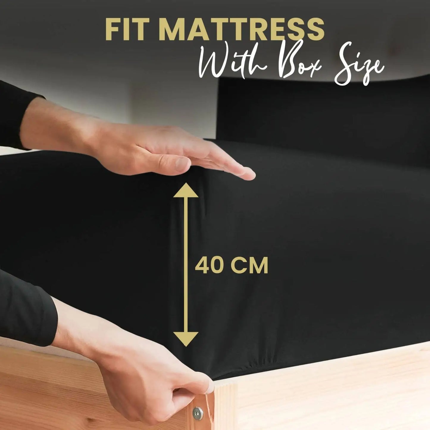 black poly cotton deep pocket fitted sheets
