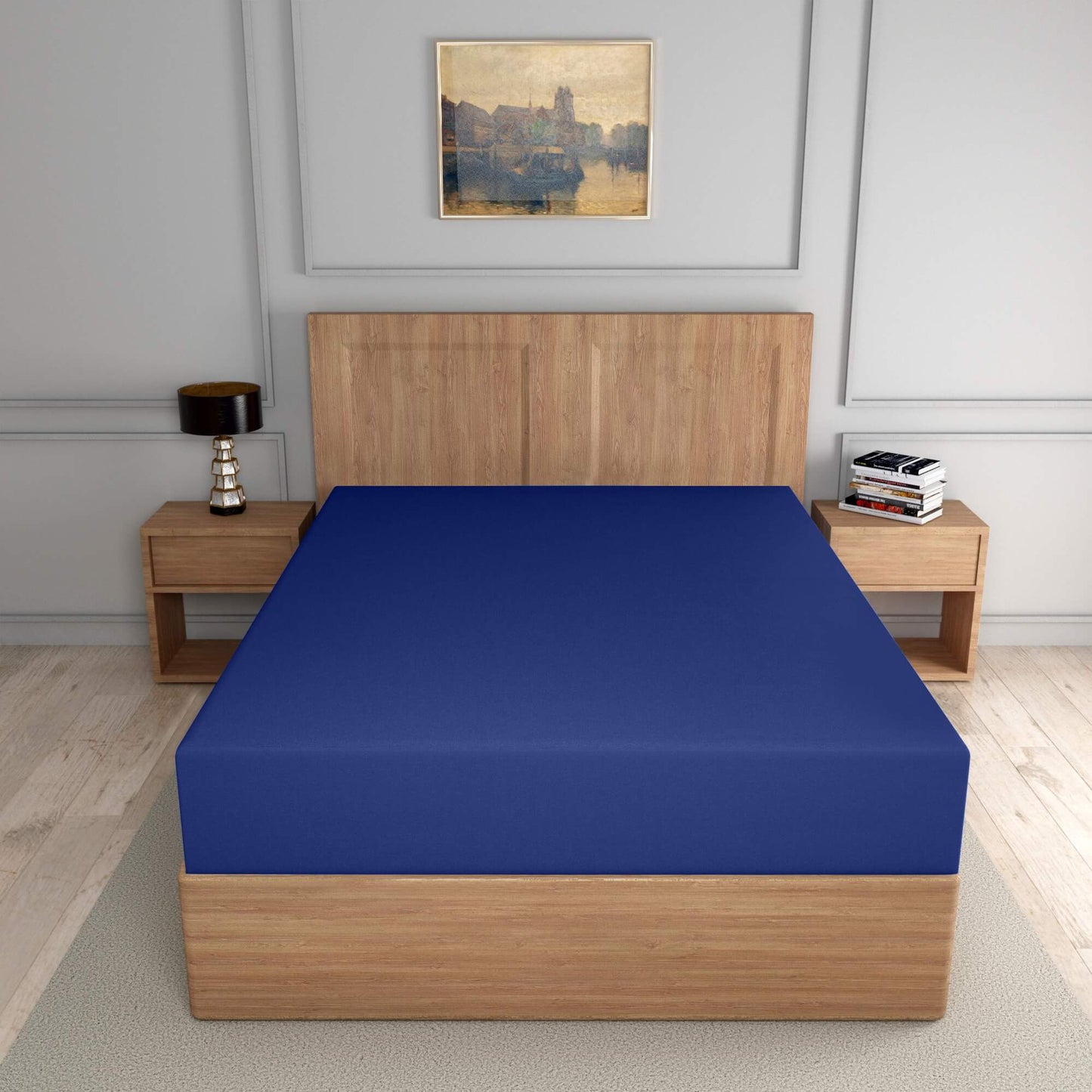 royal blue fitted sheets poly cotton