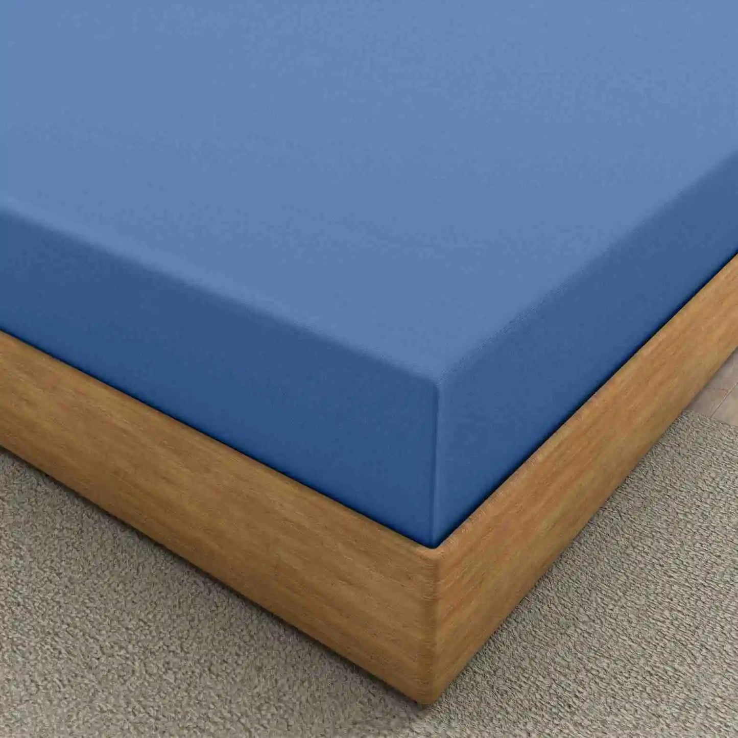 mid blue fitted linen sheets