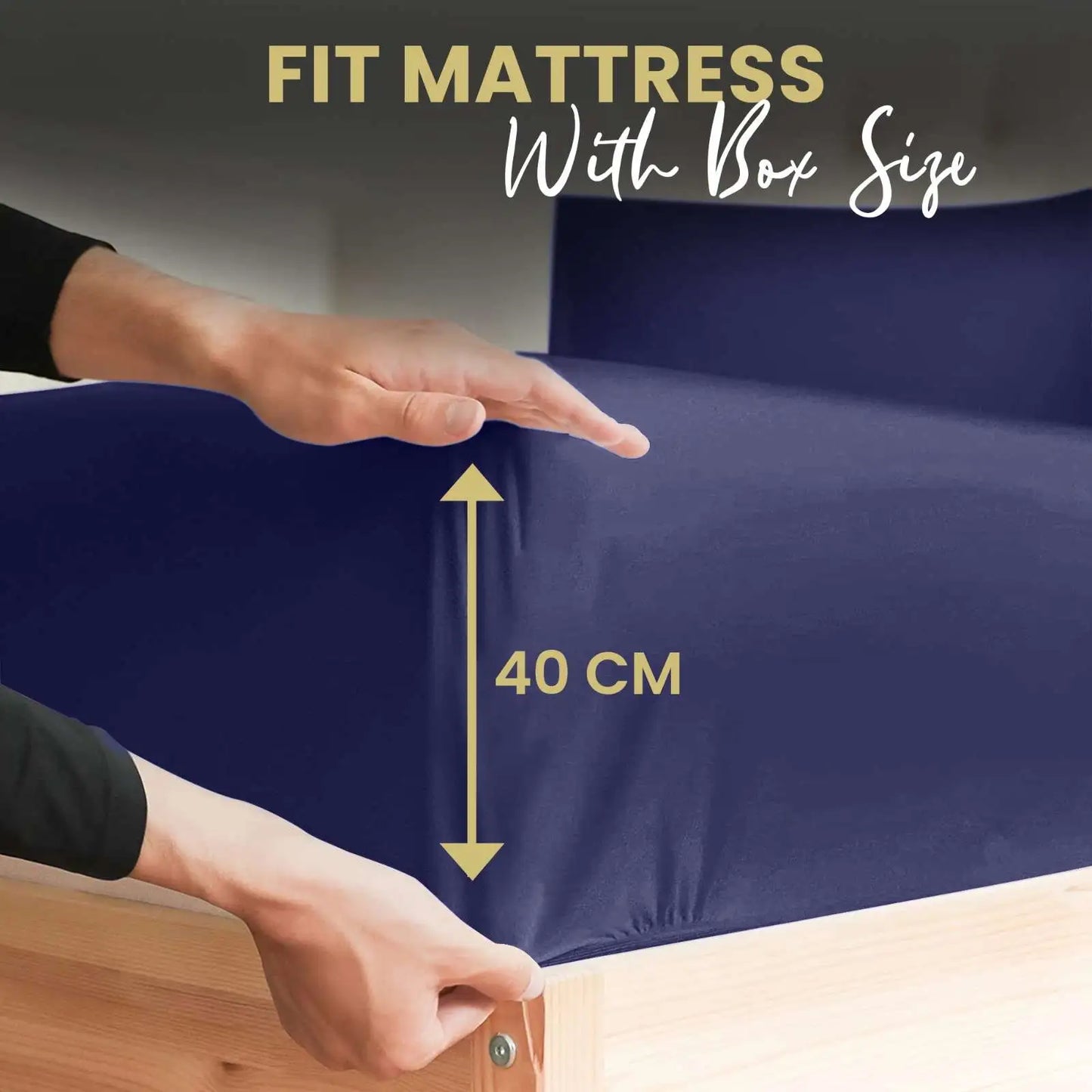 navy poly cotton deep pocket fitted sheets