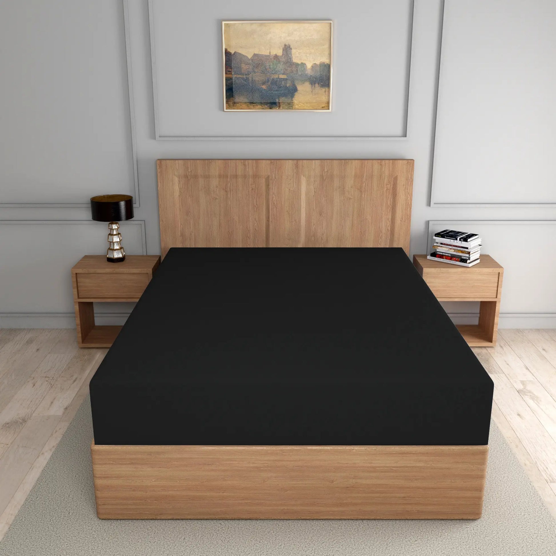 black fitted sheets poly cotton